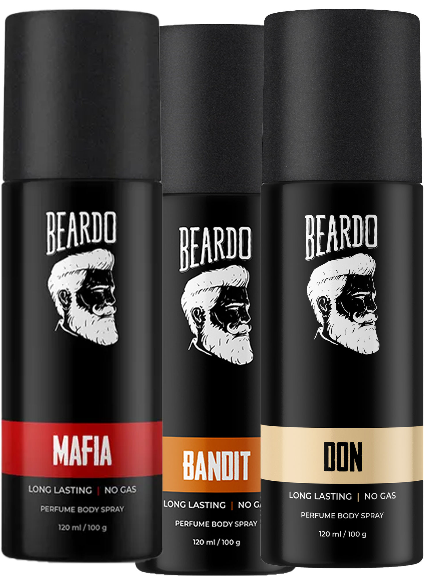 Beardo Mafia, Bandit, Don Perfume Body Spray Combo, Pack of 3 Long Lasting No Gas Deo For Men